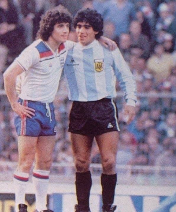 Kevin Keegan and Diego Maradona, England v Argentina 1980