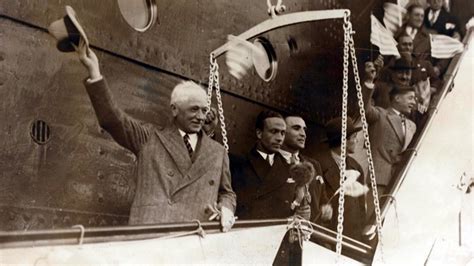 Jules Rimet arriving in Montevideo for the first World Cup finals