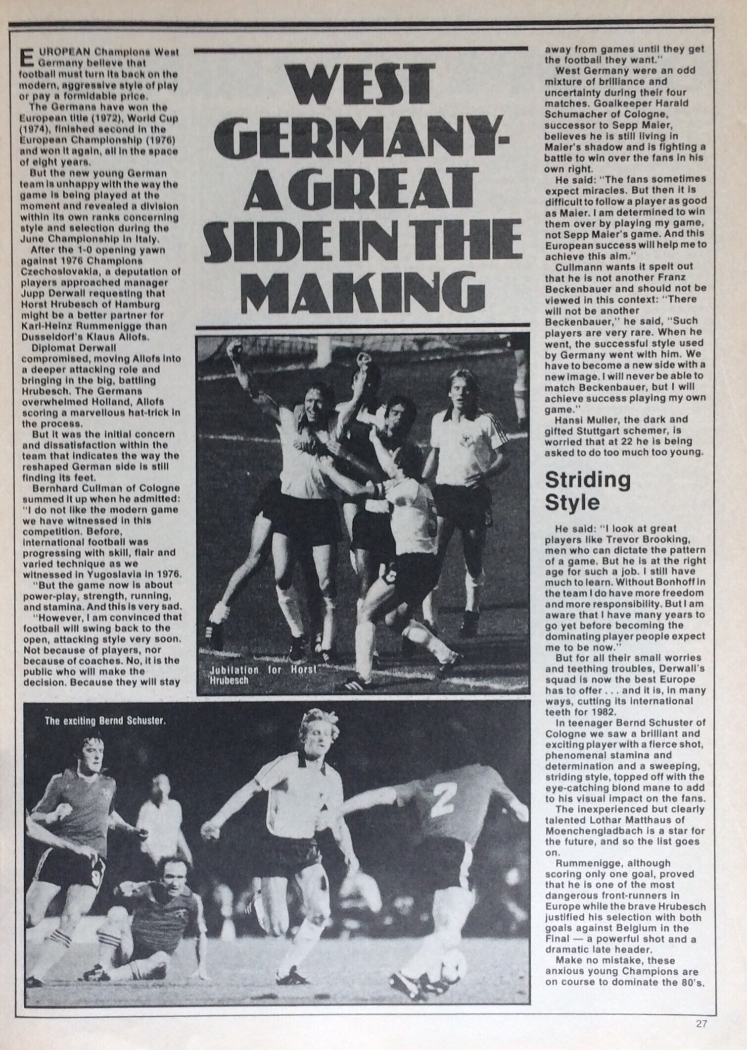 1980 European Championship Report (Soccer Monthly, August 1980)