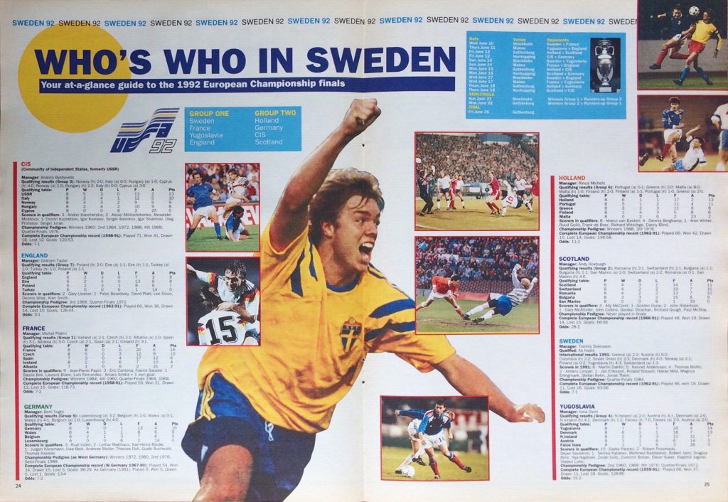 Guide to the 1992 European Championship Finals