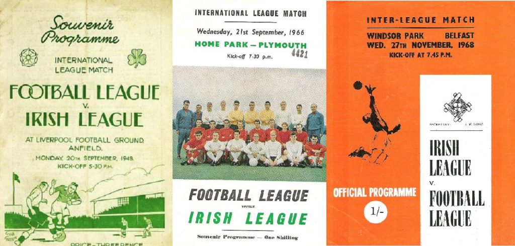 Football League v Irish League programmes 1948-1966-1968