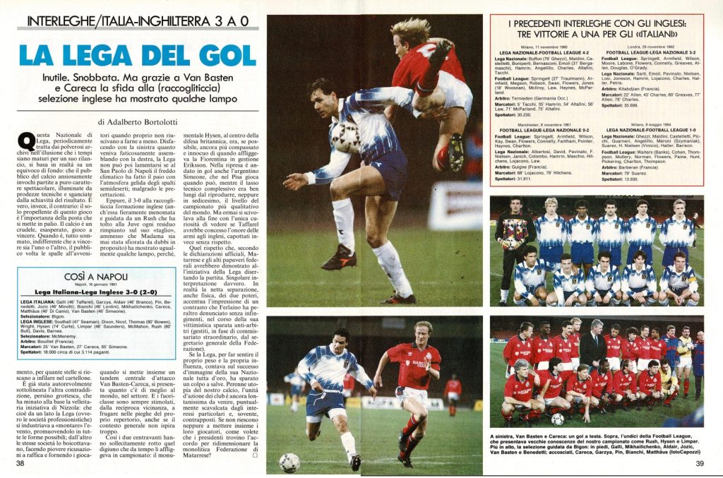 Italian League v Football League 1991 (Guerin Sportivo)