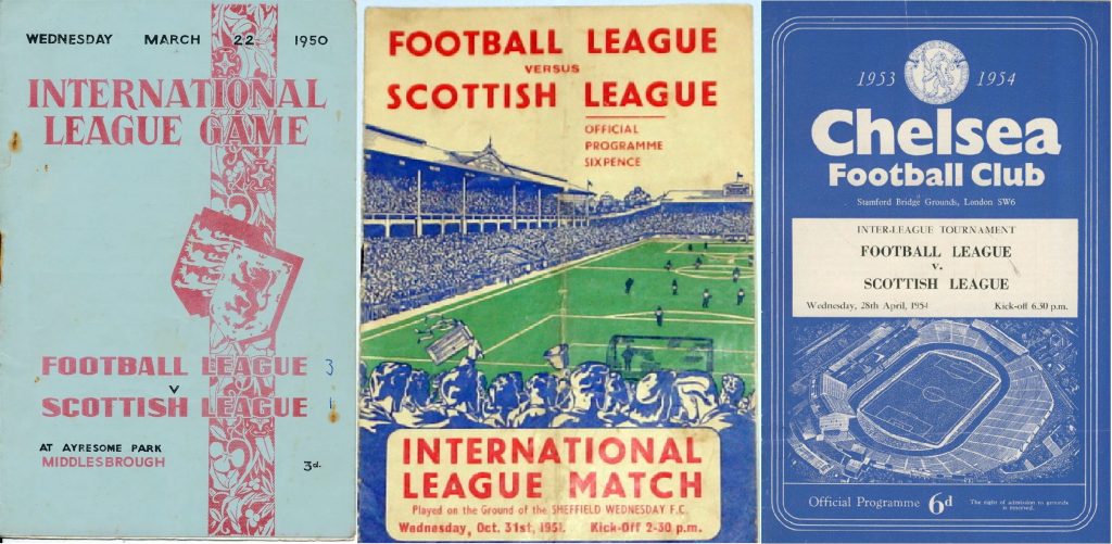 Football League v Scottish League programmes 1950-1951-1954