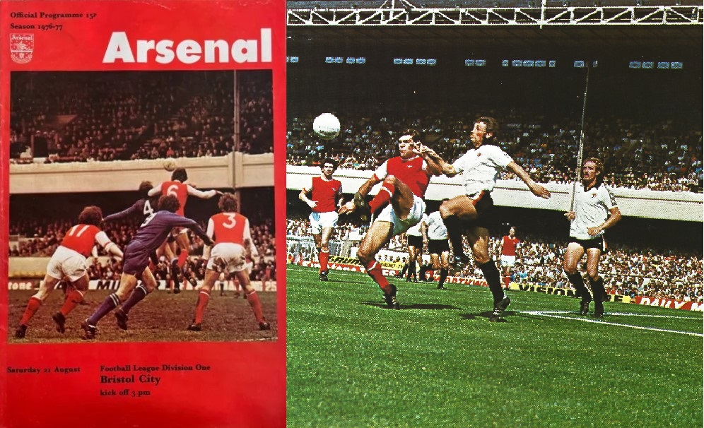 Arsenal-Bristol City, 1976 - match programme & action