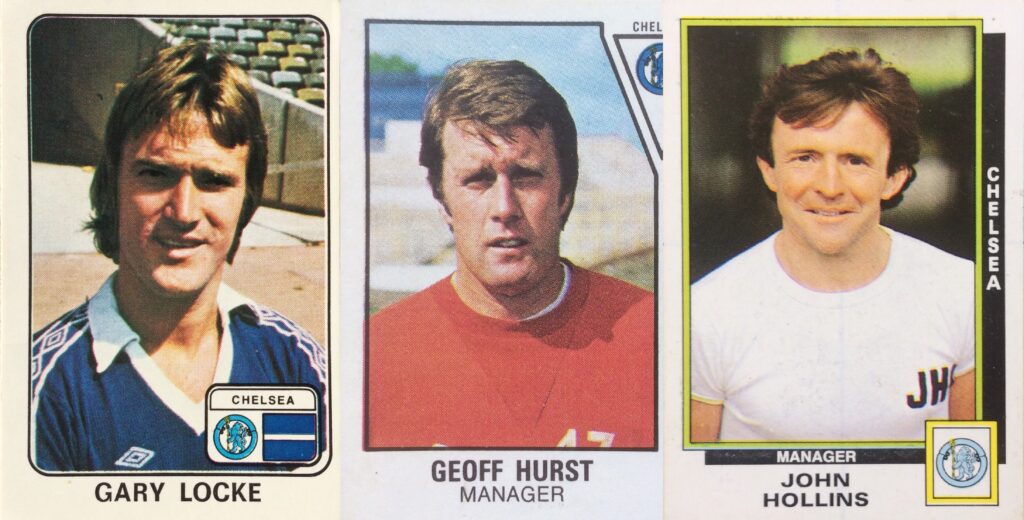 Chelsea's Gary Locke & managers Geoff Hurst & John Hollins