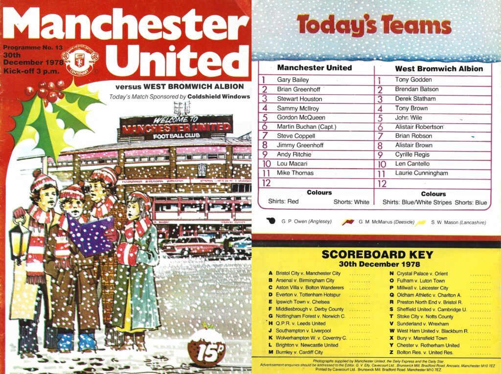 Manchester United-West Bromwich Albion 1978 match programme (from The SkyStrikers collection)