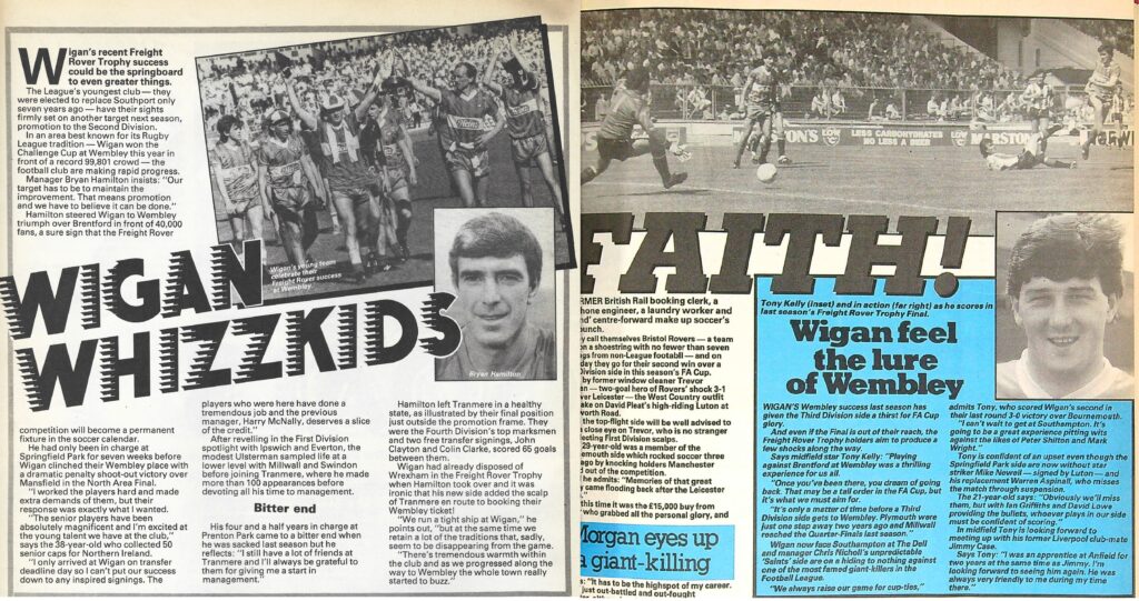 Freight Rover Trophy 1985 magazine articles - Wigan Athletic