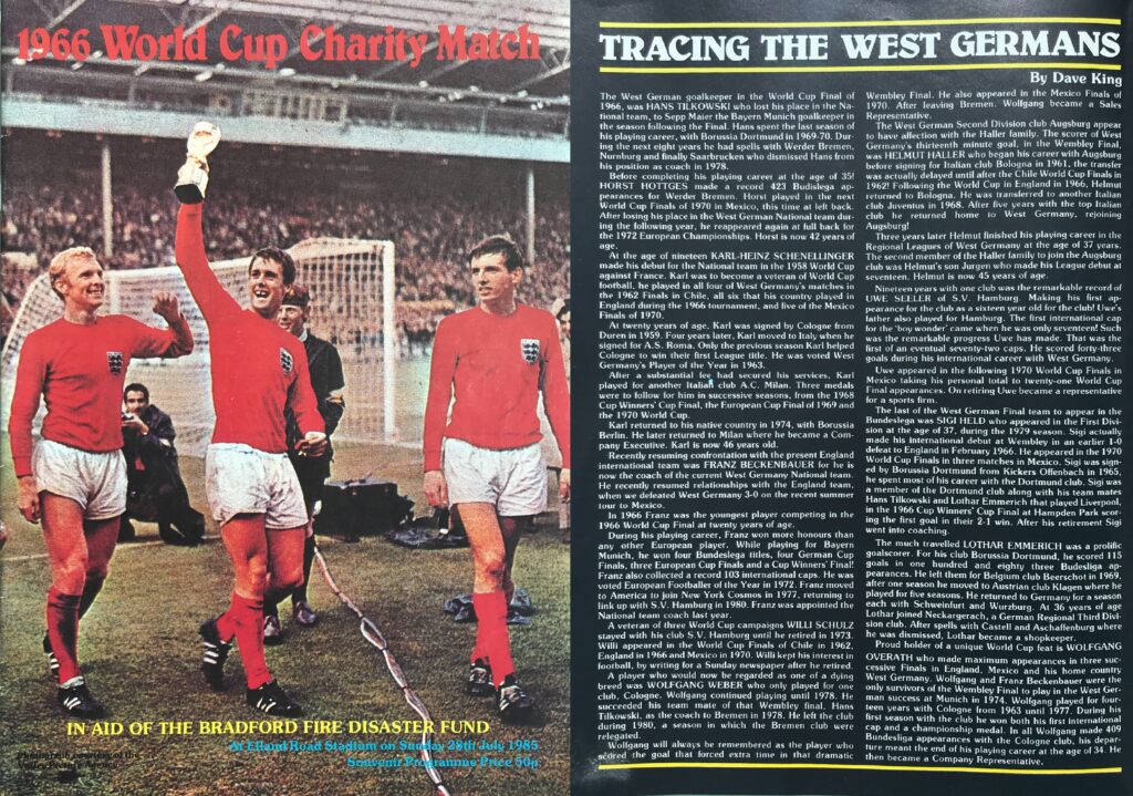 England v West Germany at Elland Road, 1985 - programme