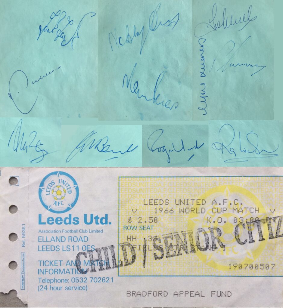 England v West Germany at Elland Road, 1985 - autographs & ticket