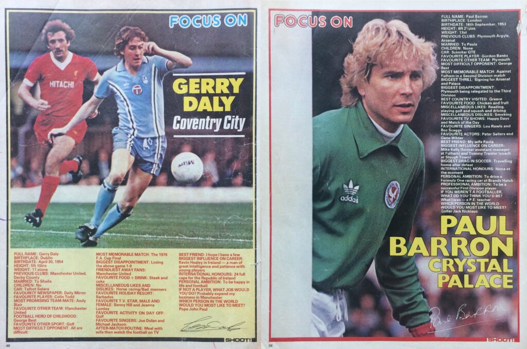 Coventry & Crystal Palace profiles, Gerry Daly & Paul Barron