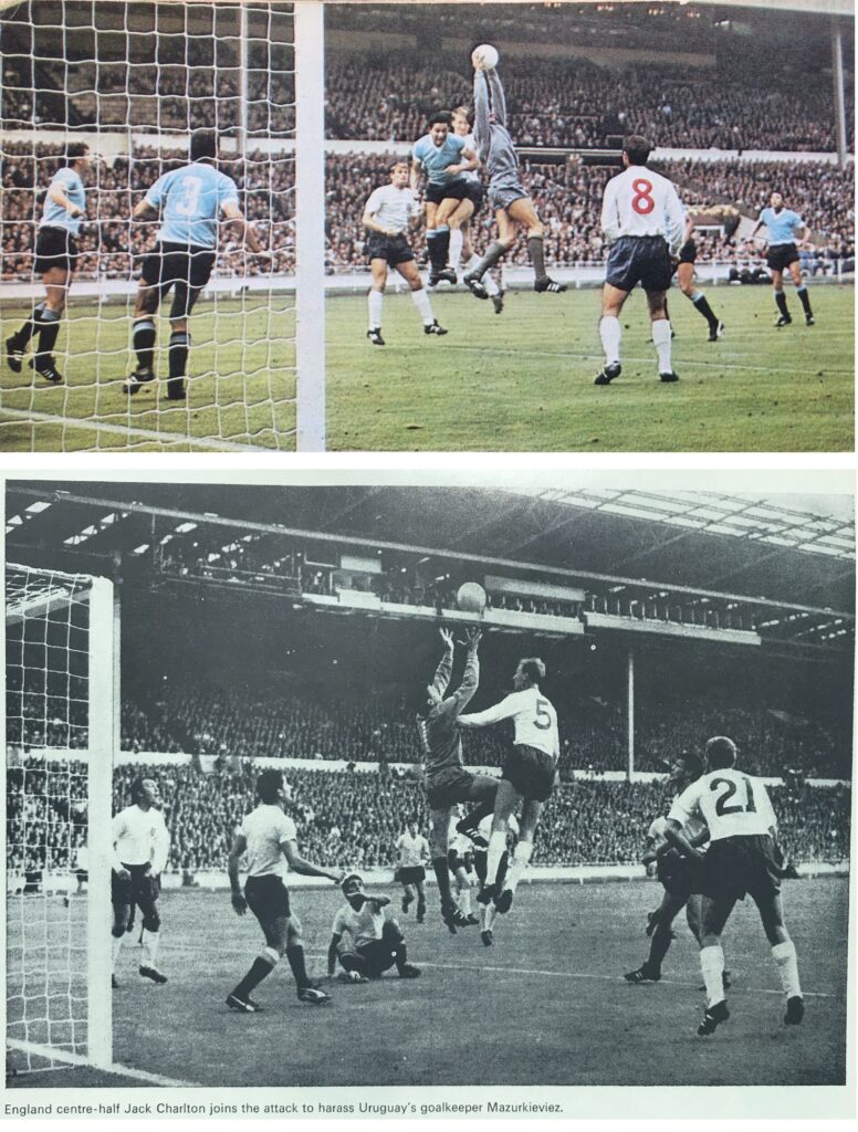 Uruguay goalkeeper Ladislao Mazurkiewicz in action against England