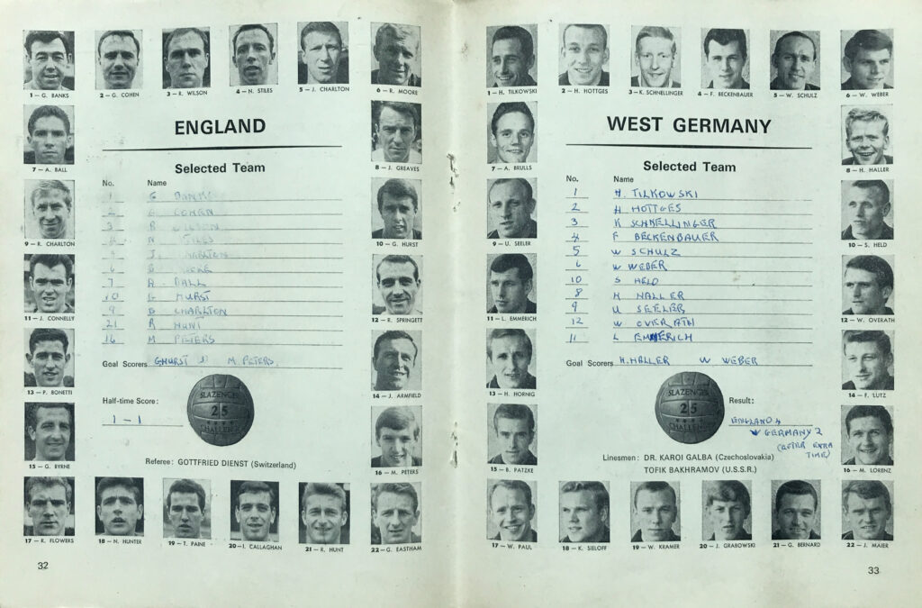 1966 World Cup Final programme - teams
