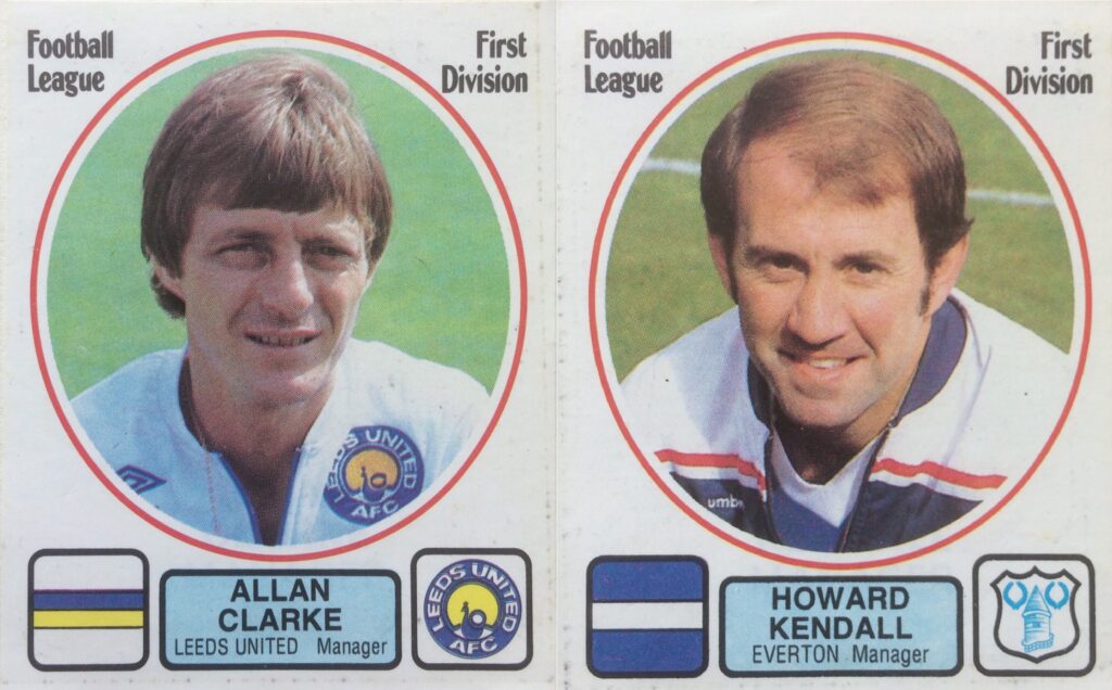 Allan Clarke and Howard Kendall, managers of Leeds United and Everton (Panini Football 82)