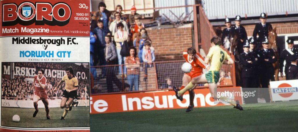 Middlesbrough v Norwich, 1980 programme & match action