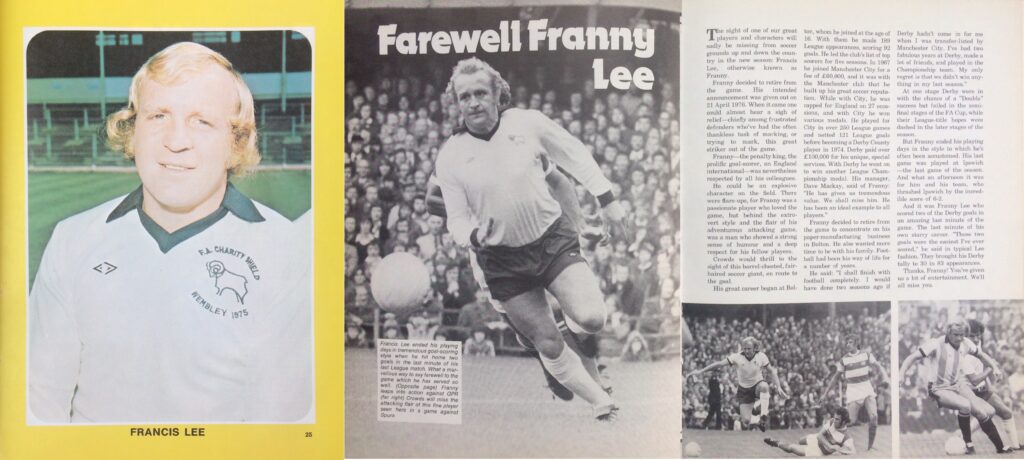'Farewell Franny Lee' of Derby County