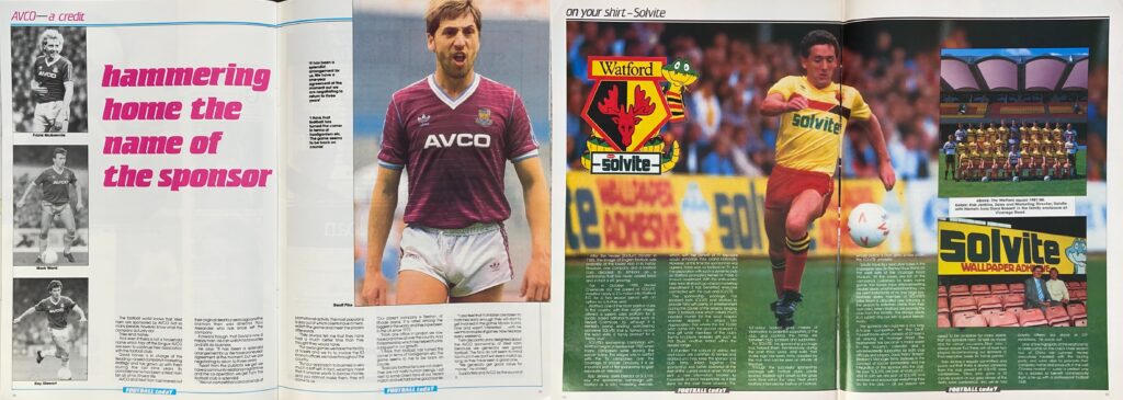 Football Monthly magazines with shirt sponsors, 1987-88