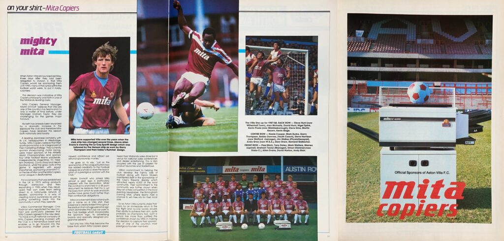 Football Today magazines with shirt sponsors, Aston Villa