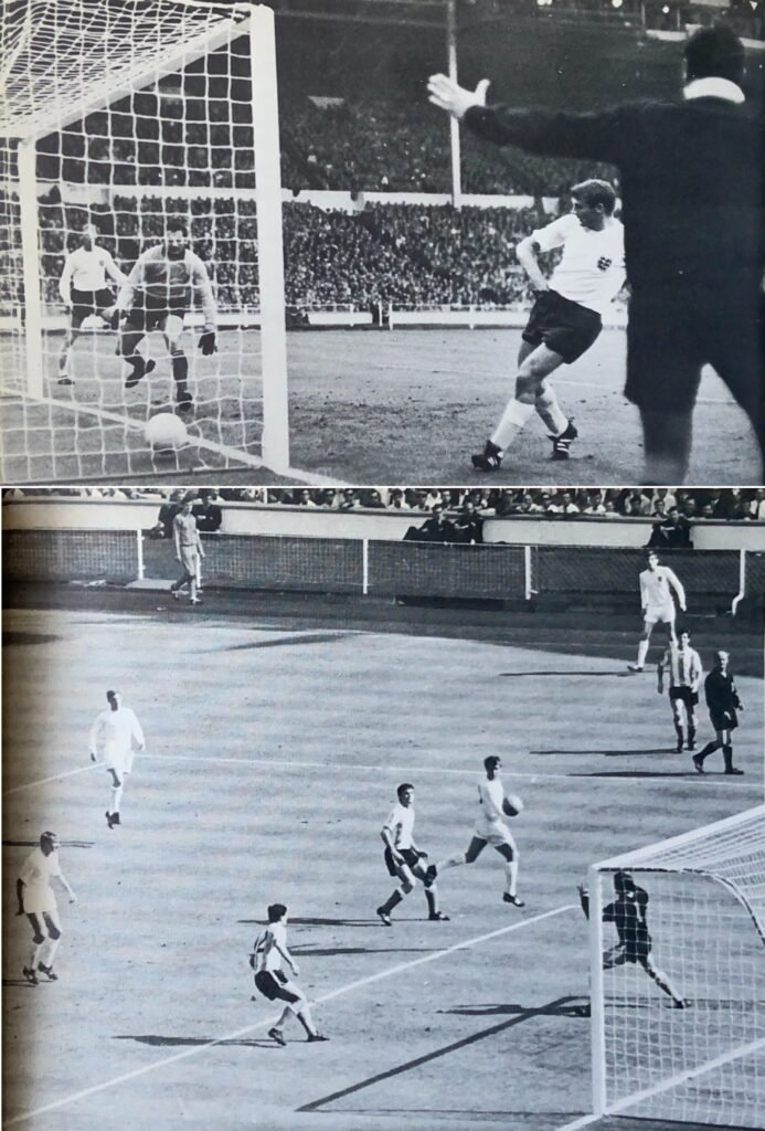 England 1966 World Cup goals from Roger Hunt (above) and Geoff Hurst (below)
