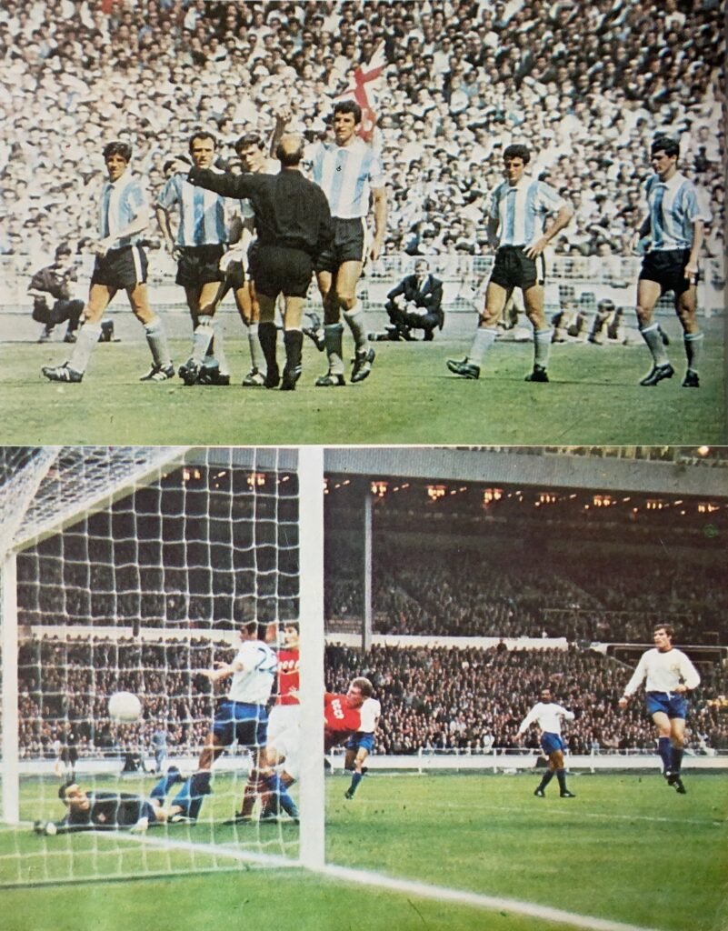 Antonio Rattín is sent off v England (above); Eduard Malofeyev scores for the USSR v Portugal (below)