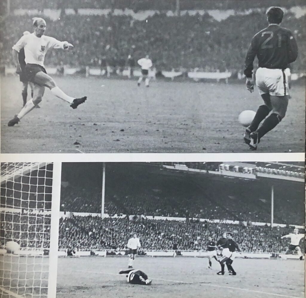 Bobby Charlton scores in the 1966 World Cup semi-final